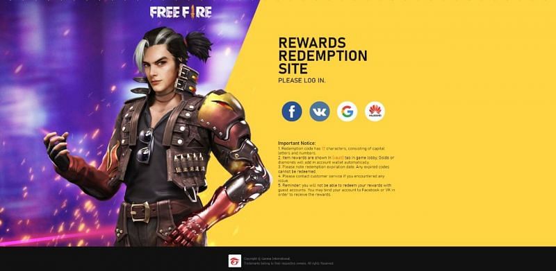 The reward redemption website.